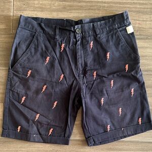 Kith Blue Shorts with Pink Lightning Bolt Pattern